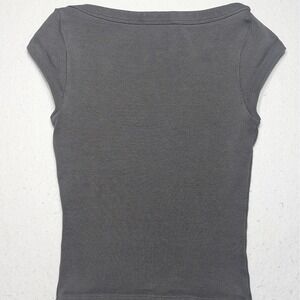 ZARA Ribbed Cap Sleeve Tee Gray Size S